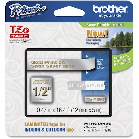 BROTHER Tape, Label, 1/2"Gold, Sv BRTTZEMQ934